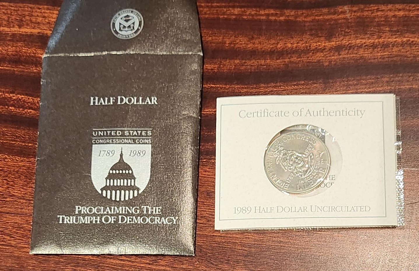1989 D UNC Proclaiming The Triumph Of Democracy Half Dollar w/OGP and COA