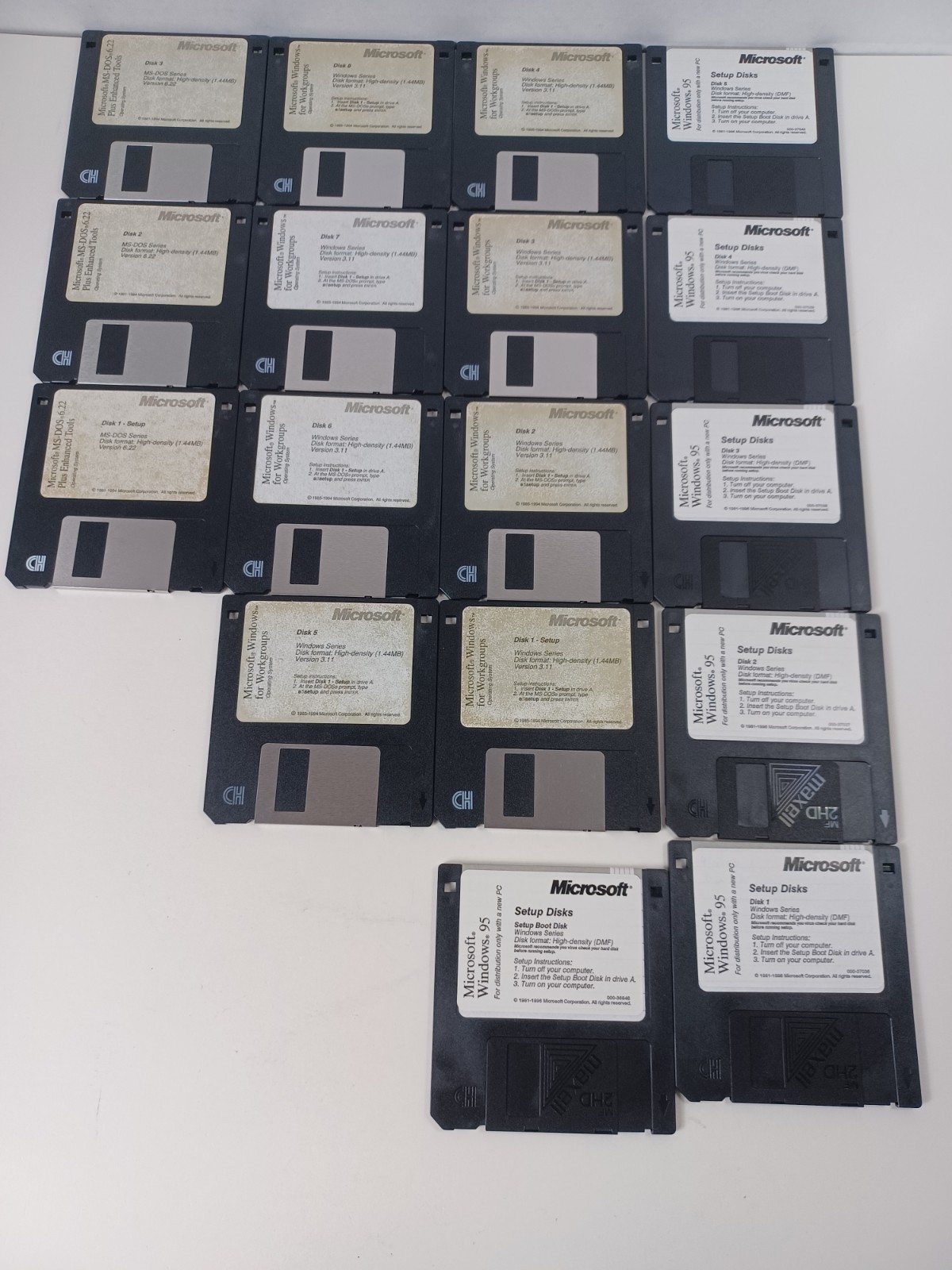 Microsoft Windows 95 Setup 3.5" Floppy Disks + Windows Workgroups VTG