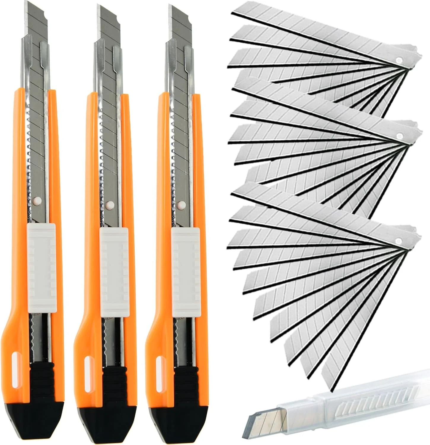 9Mm Snap off Utility Knife 3 Pack High Hardness Retractable Box Cutters with 30