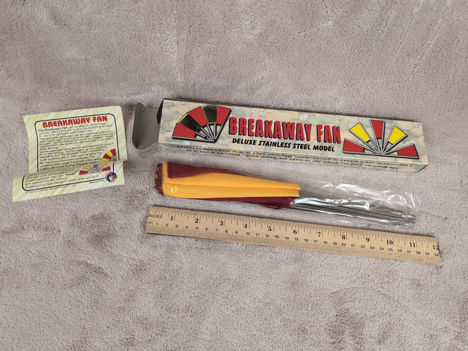 BREAK AWAY FAN Red/Yellow Comedy Magic Trick Prop