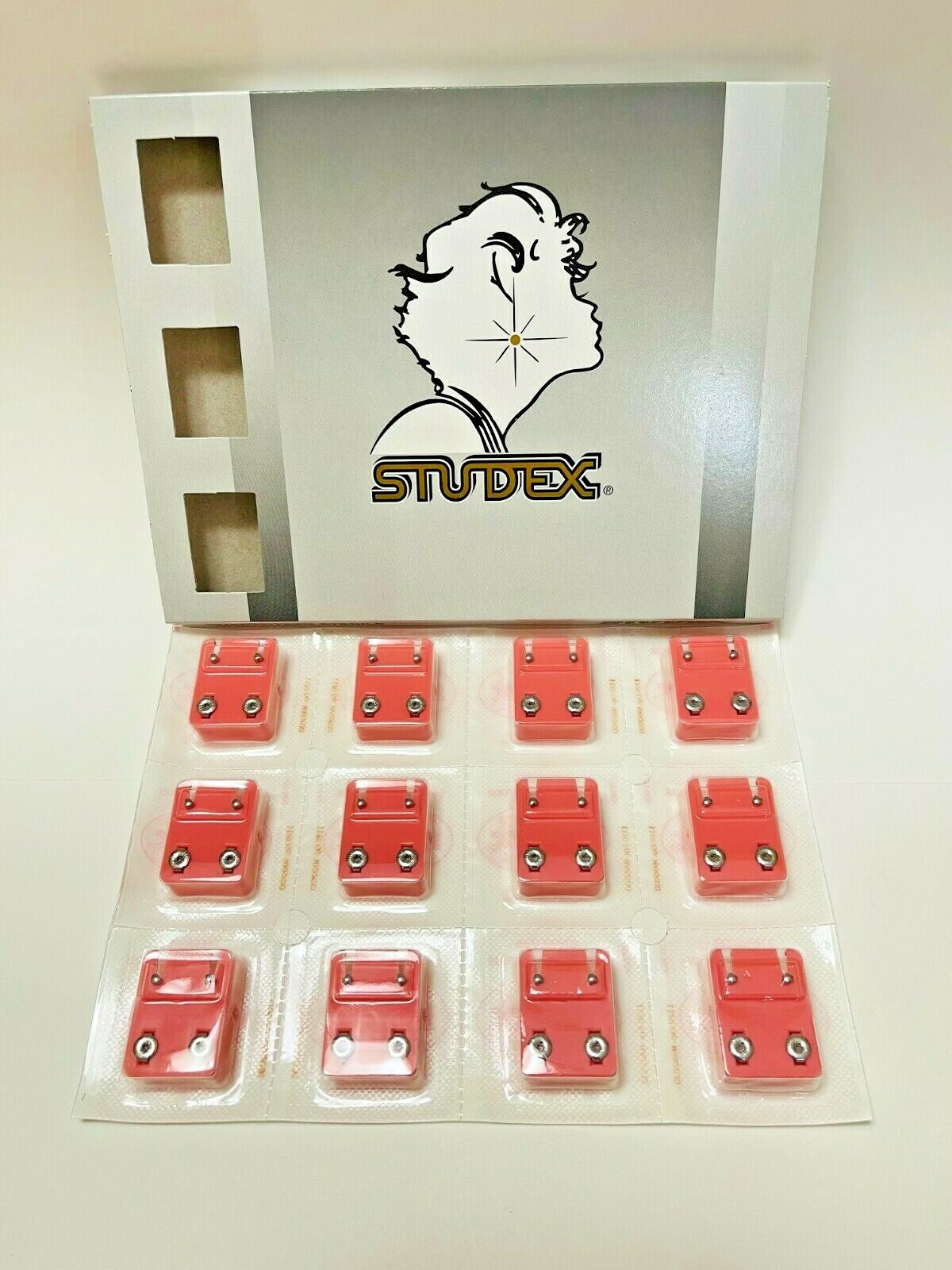STUDEX EAR PIERCING STAINLESS EARRINGS 12 PAIR 3MM MINI HEART - M502W