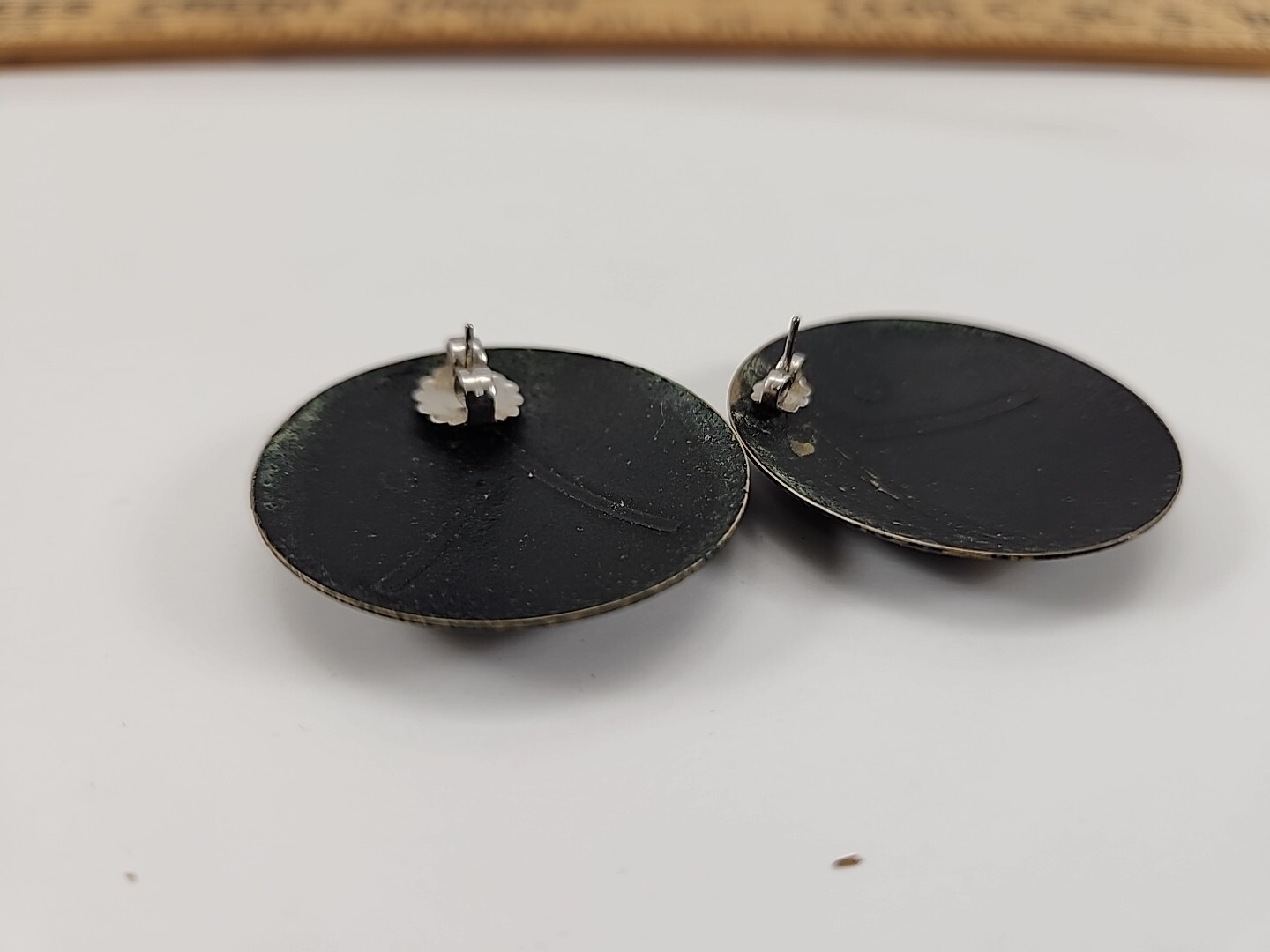Black Round Abstract Retro Pierced Earrings FAST SHIPPING!!