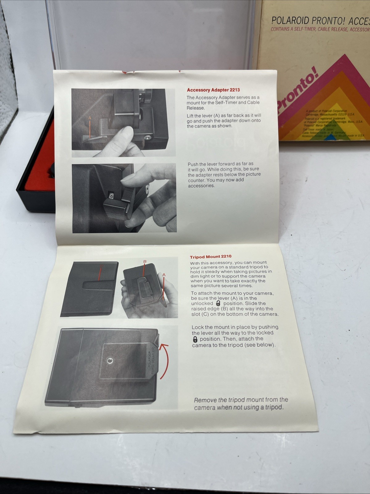 Polaroid Pronto! Accessory Kit #186 new in box self timer, cable release, holder