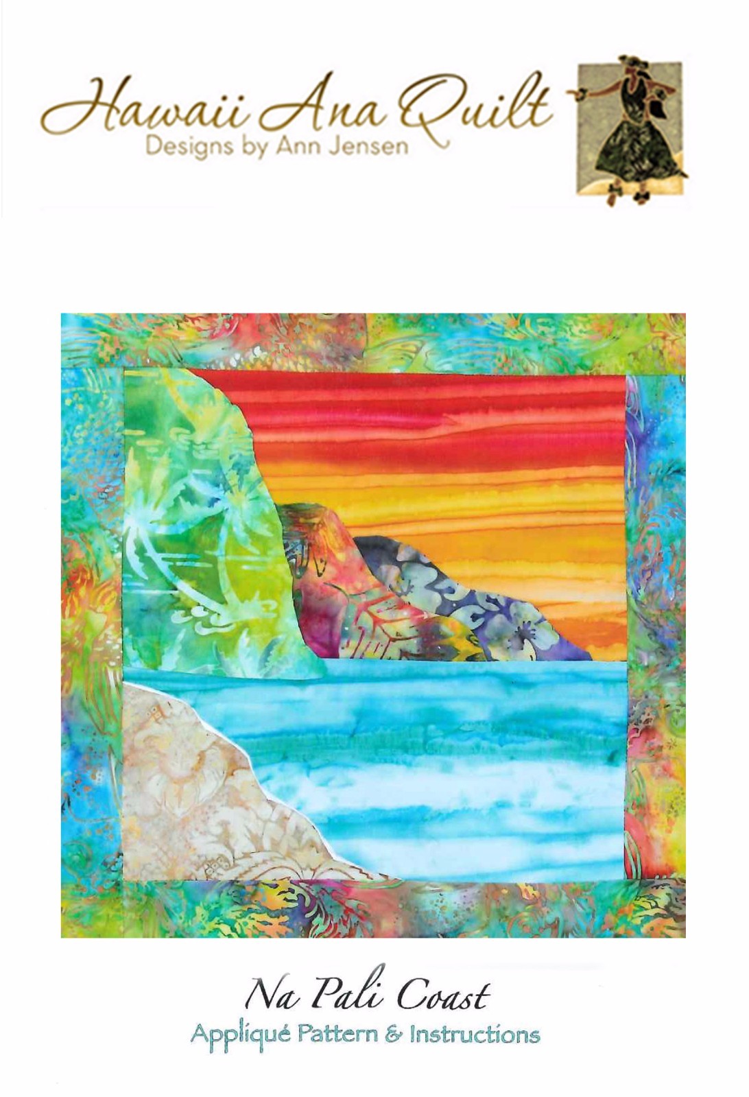 Tropical Hawaiian 16 Quilt Patterns Set~Raw Edge or Needle Turn Applique Pattern