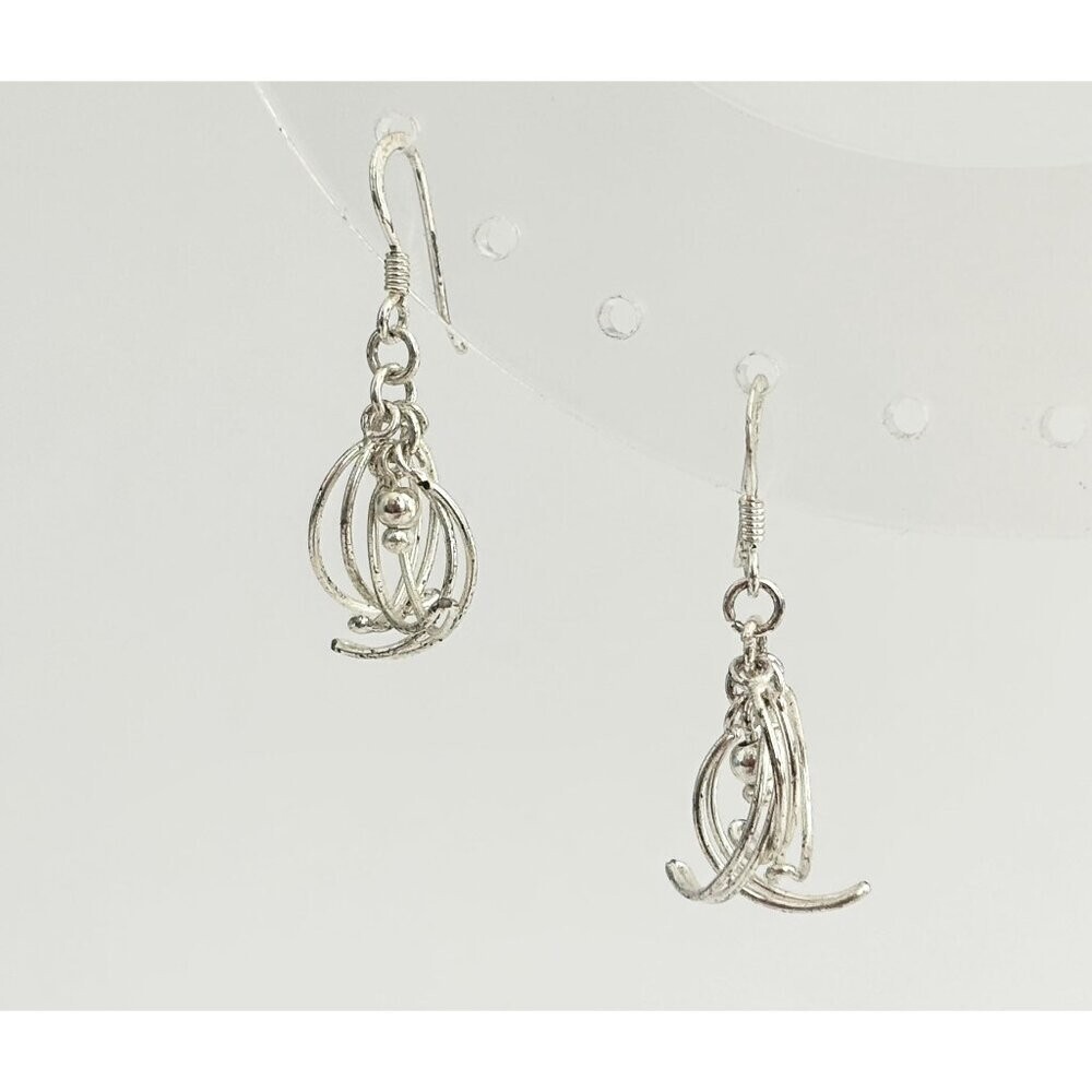 Half Circle Sterling Silver Vintage AMM 925 Stamped Dangle Earrings