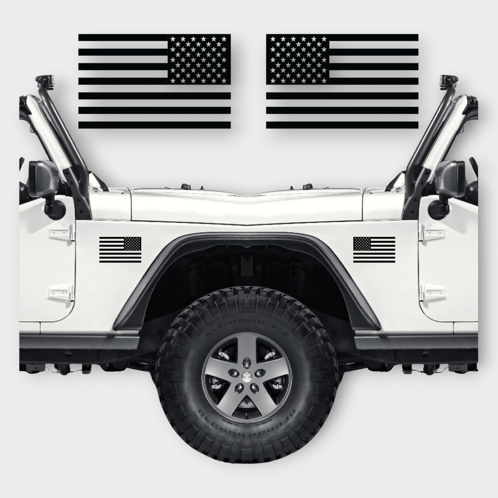 2 Pack - American Flag Decal Set  | Original and Mirrored | 5x3 Inch - Premium