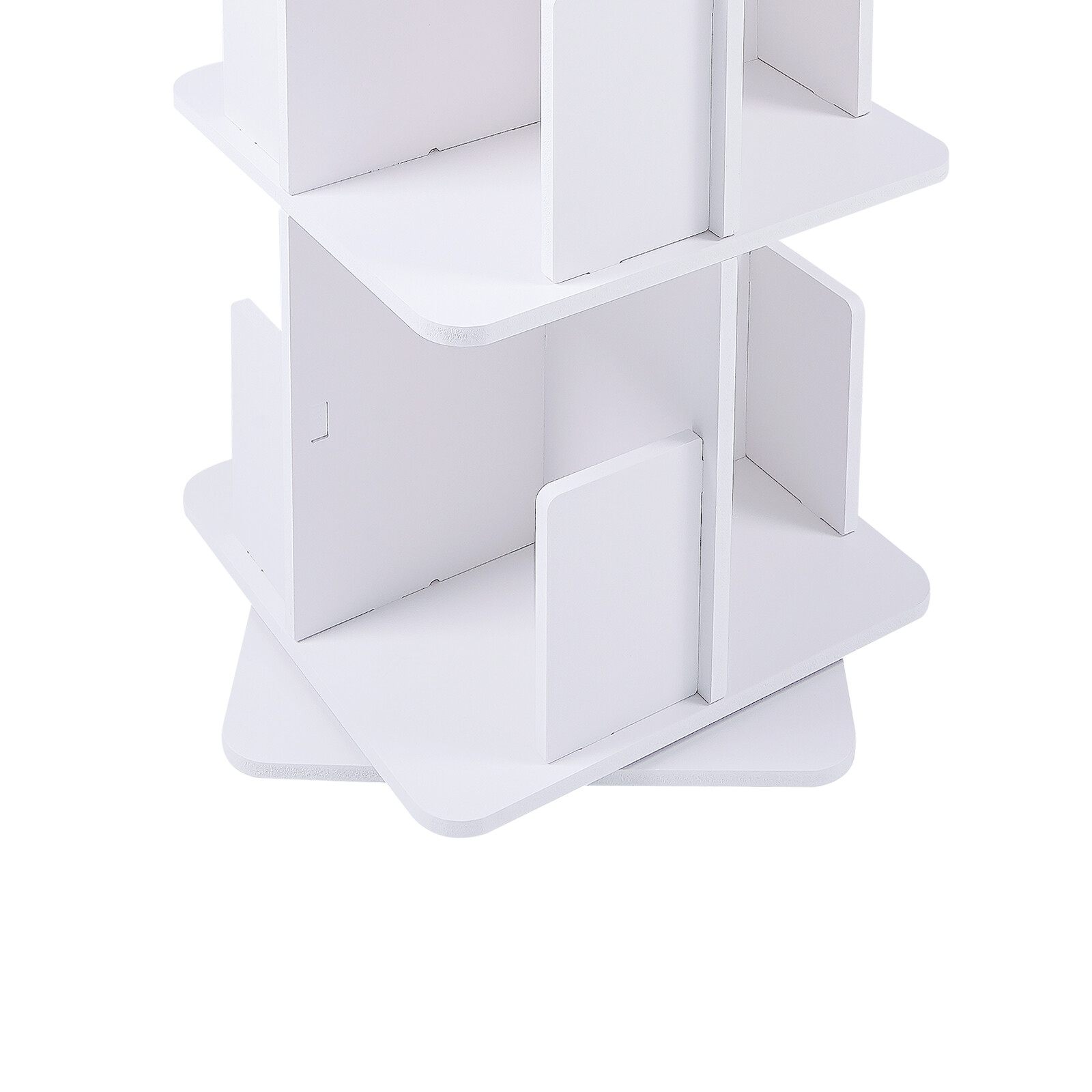 4-Tier White 360° Rotating Bookshelf Standing Bookcase Small Corner Bookcase