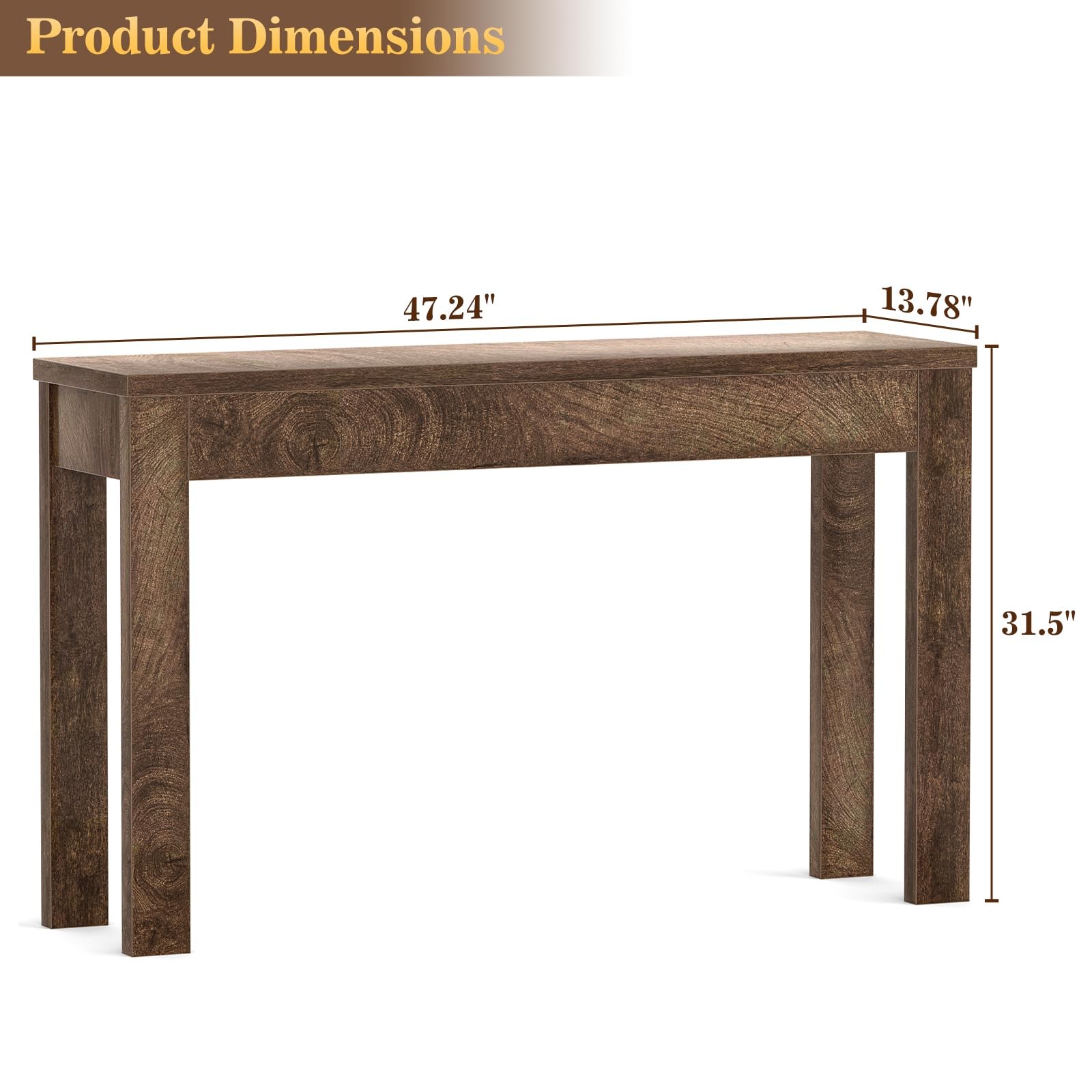 Console Table, 47" Farmhouse Wood Entryway Table, Sofa Tables Narrow Long Beh...
