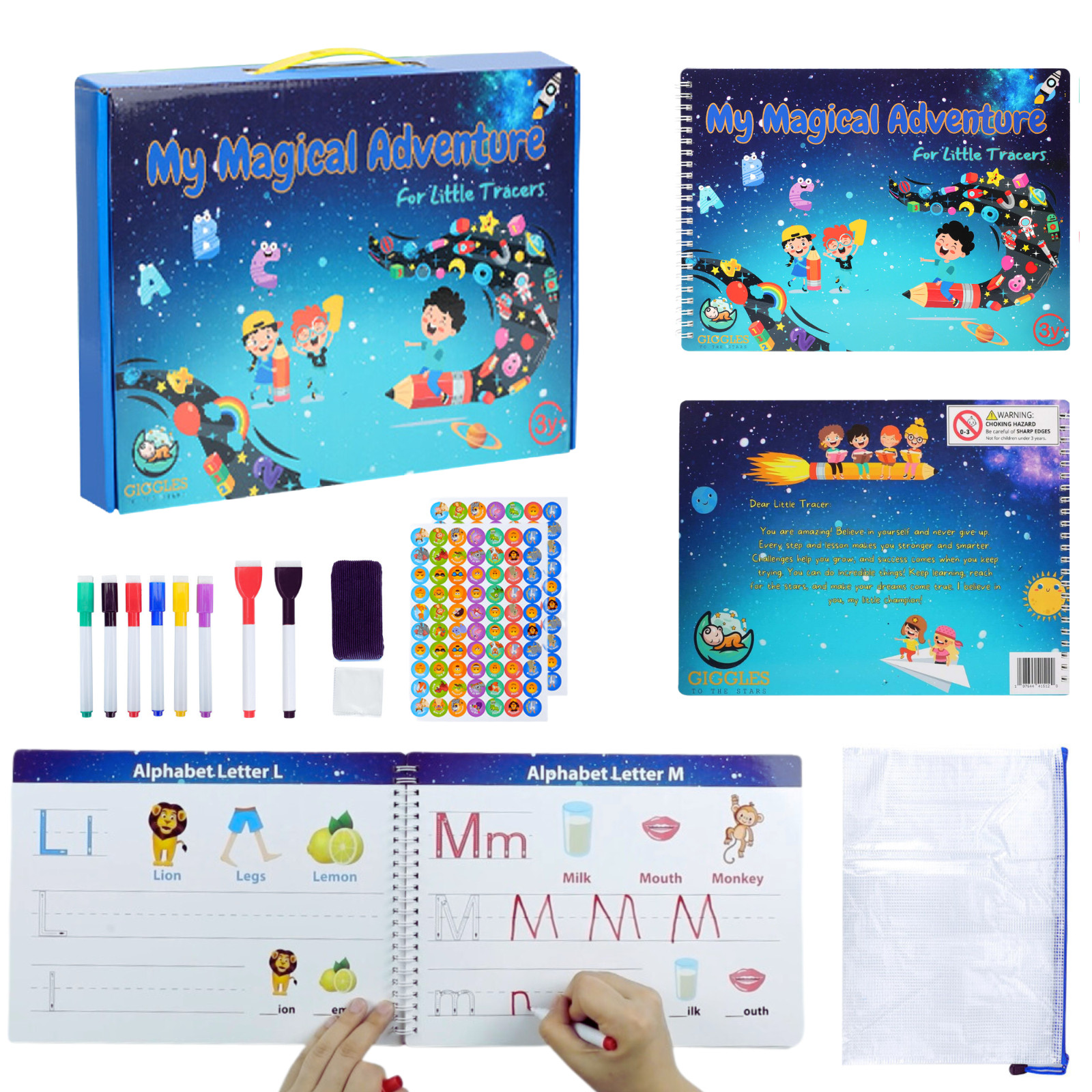Toddler Tracing Busy Book Montessori – Letters, Numbers, Shapes – Ages 3-5