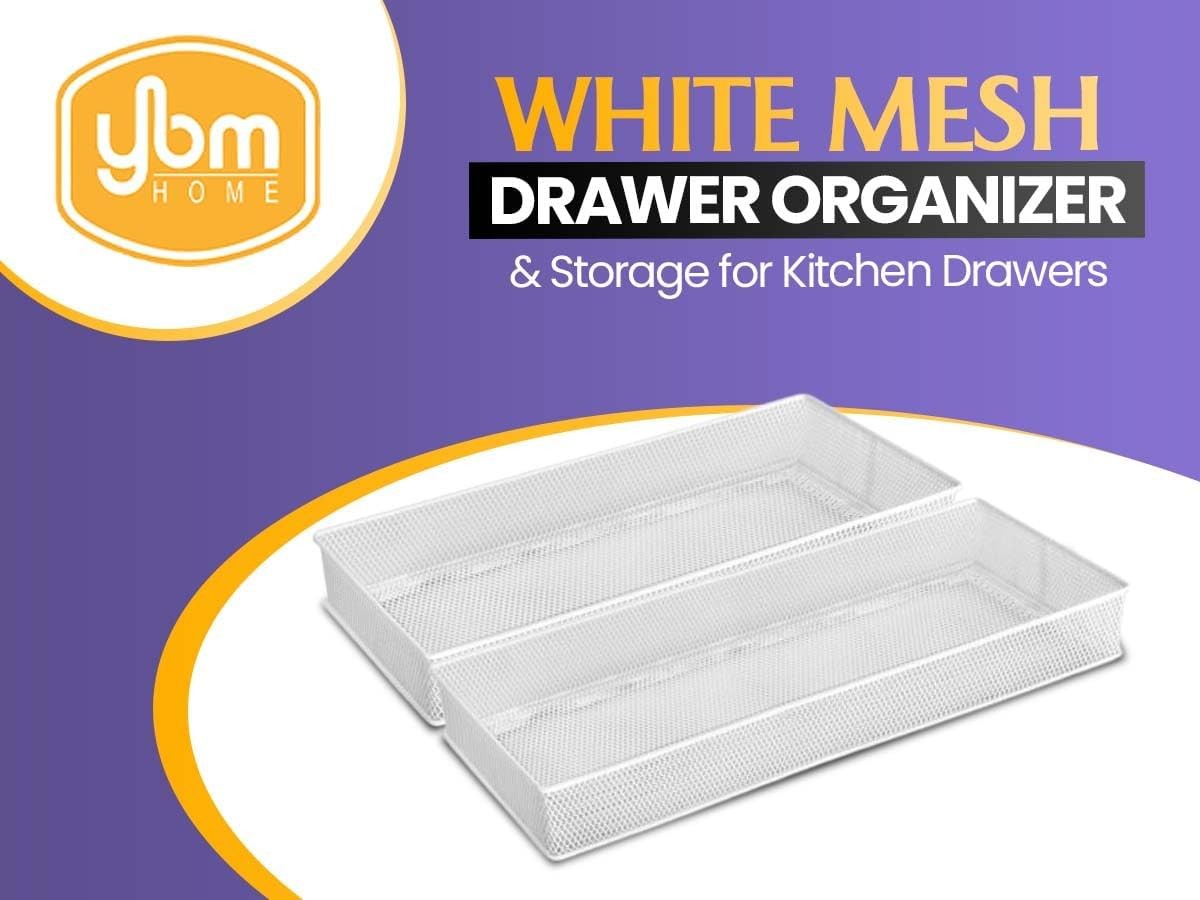 Silver Mesh Drawer Organizer and Storage for Kitchen Drawers, Serves as Schoo...