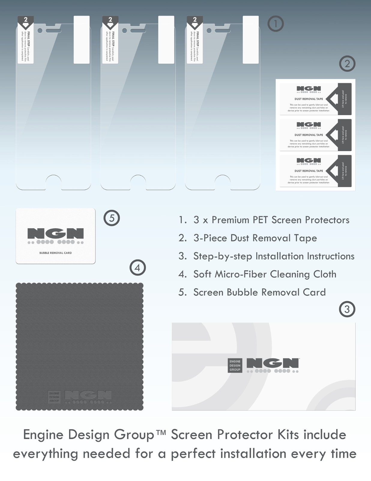 iPhone Screen Protector Kit for iPhone 6s/ 6 Plus (Clear - PET Film) 3-Pack