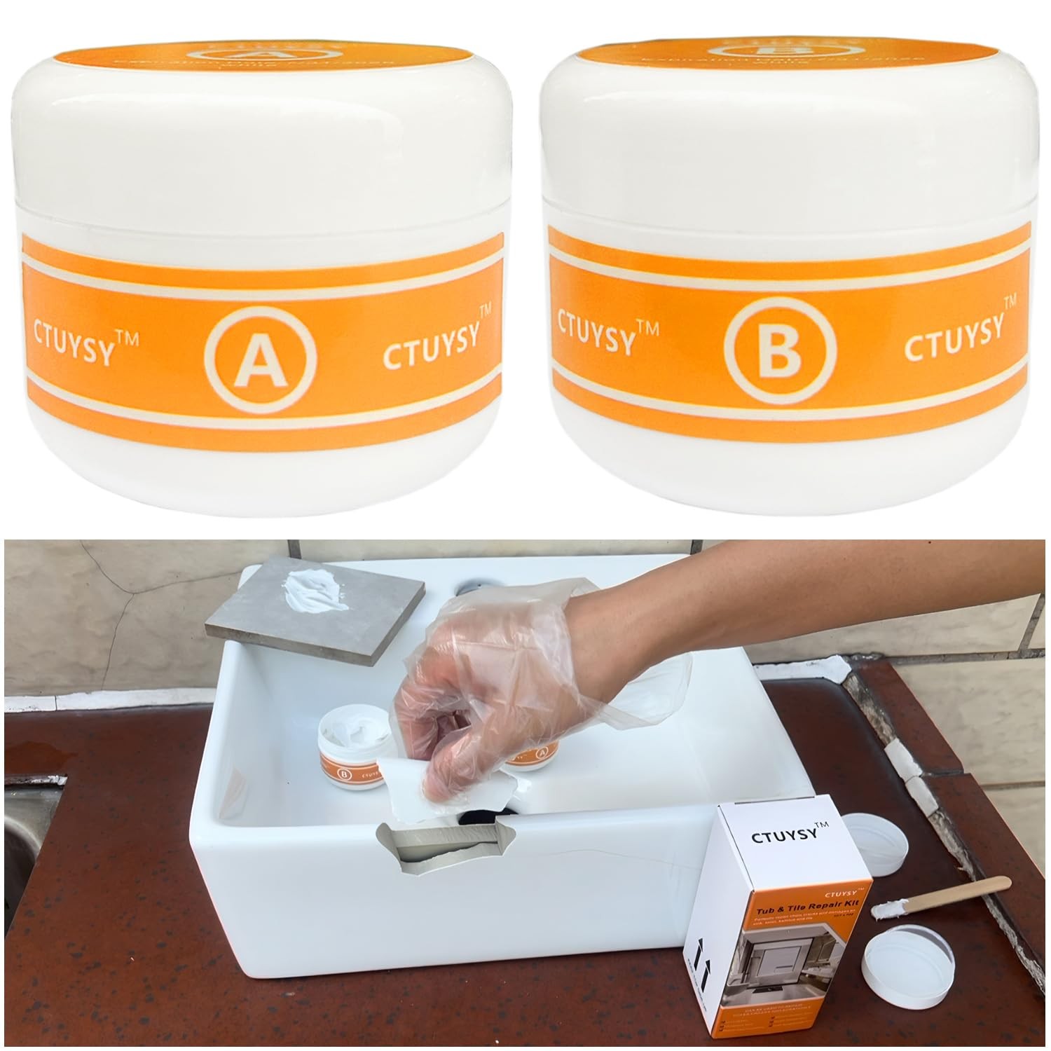 CTUYSY Porcelain Sink Repair kit White, Enamel, Fiberglass, Ceramic white
