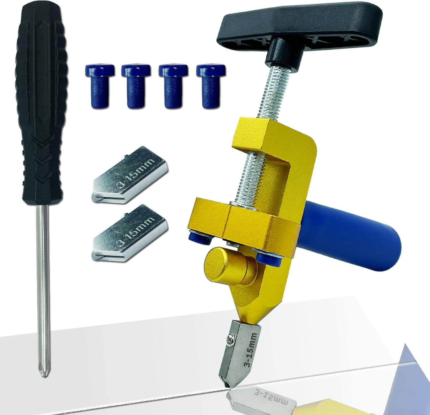 Glass Cutter Hand Tool, Manual Tile Cutter, 2 in 1 Glass Cutting Tool with Gl...