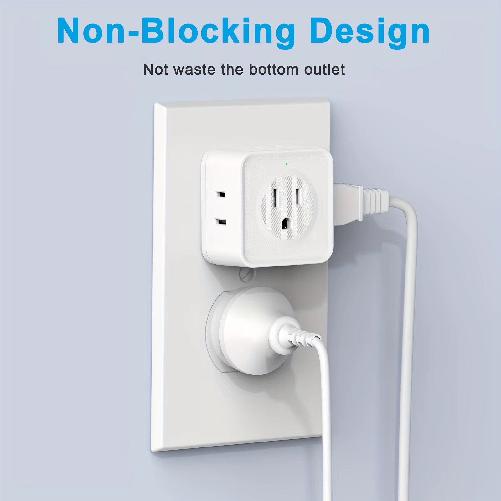 5 Way Multi Plug Outlet Extender, Wall Outlet Expander, Small Electrical Outlet