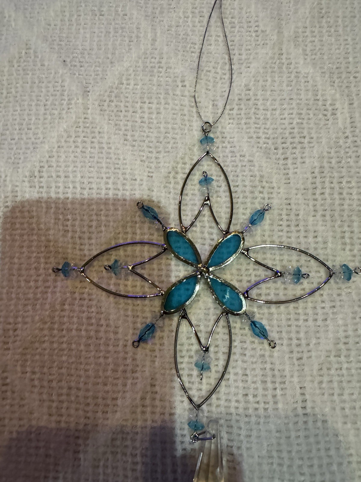 2 Snowflake Sun Catchers Teal Aqua