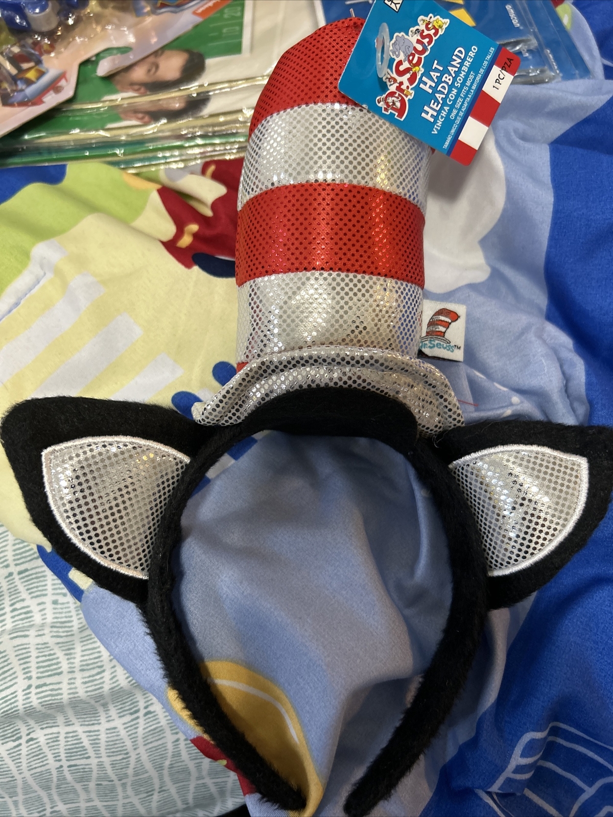 Dr Seuss Cat in The Hat Ears Costume Headband Child Adult Red White Econ Mini