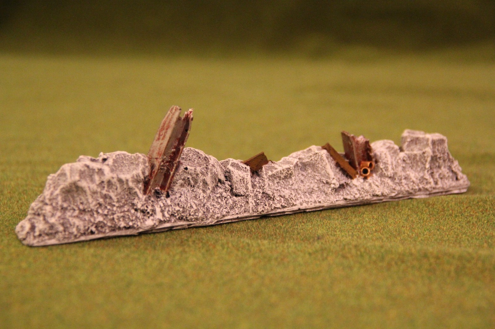 War games scenery destroyed concrete modular walls, resin cast warhammer style.
