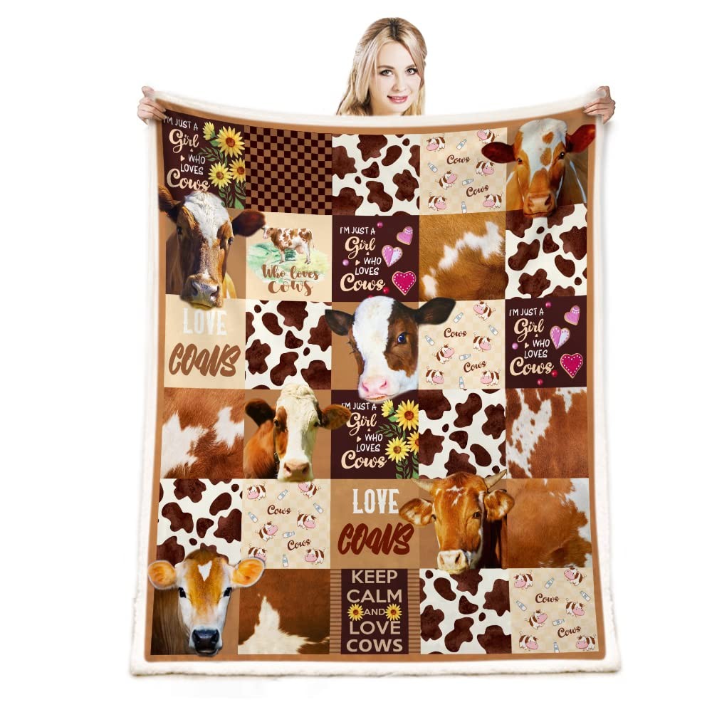 Cow Print Blanket Cow Decor Bedding Throw Blanket Gifts for Girl Women Christ...