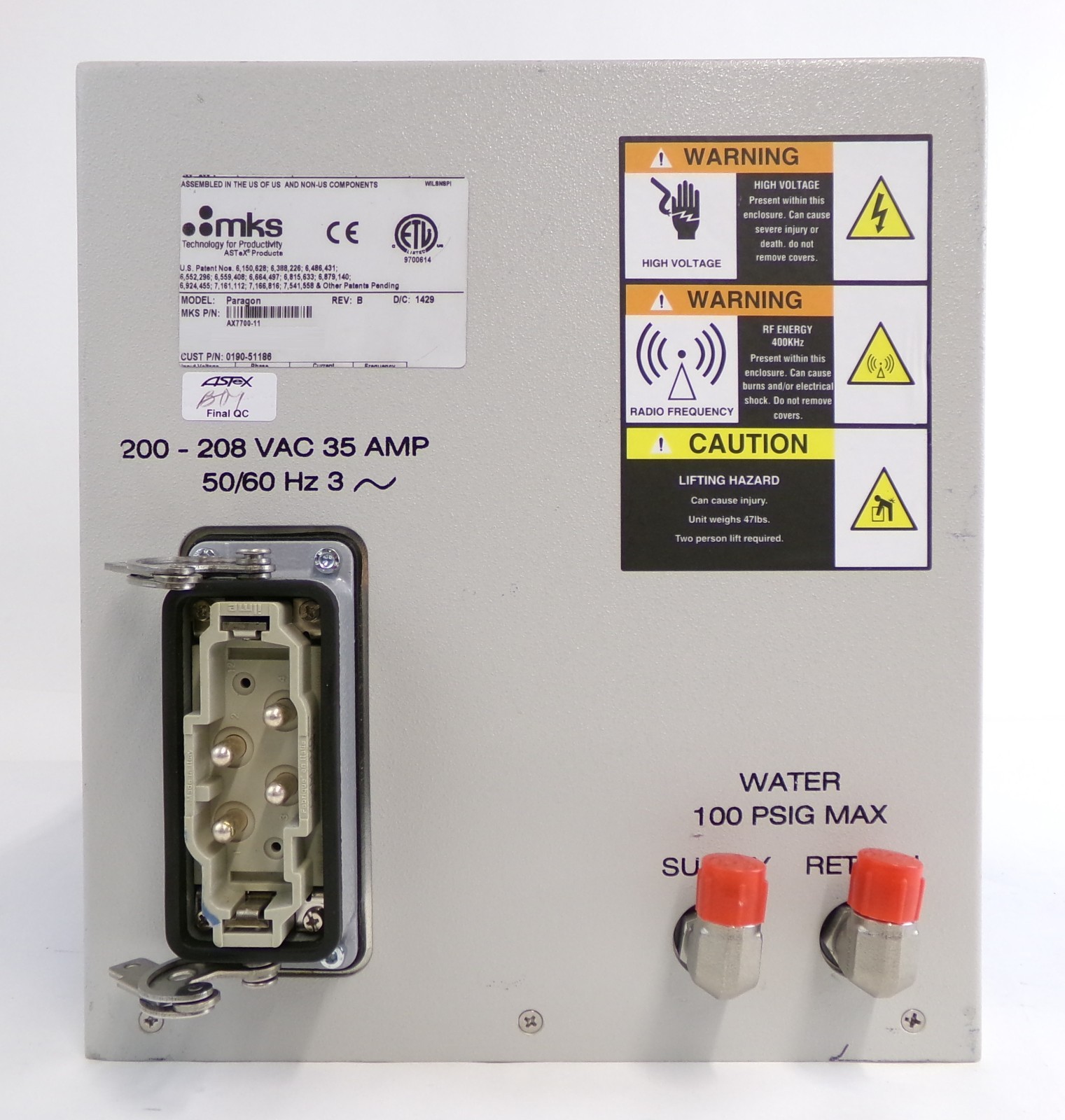 Paragon F* MKS Instruments AX7700-11 Plasma Source AMAT 0190-51186 Untested