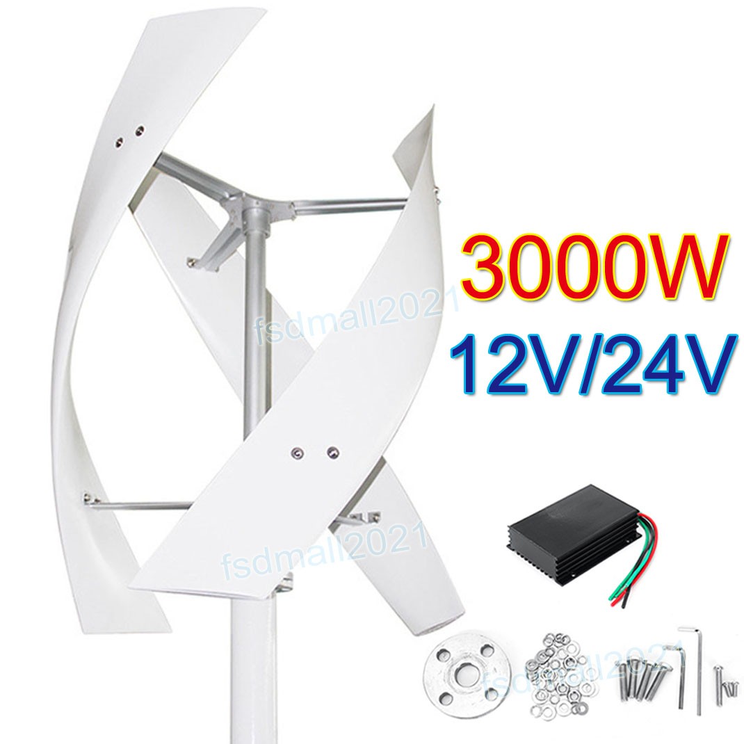 Vertical Wind Turbine Generator 3000W 12V/24V MPPT Controller Home Green Power