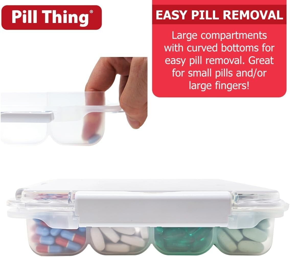 Large 20 Compartment Pill Case with Airtight Seal and Medication Map