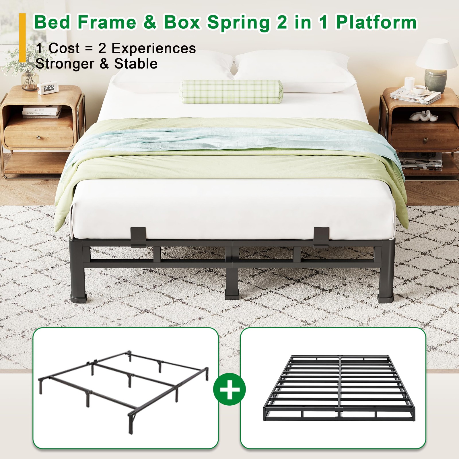 ROIL 7 Inch Full Size Bed Frame, Metal Bed Frame & Box Spring 2 in 1 Platform...