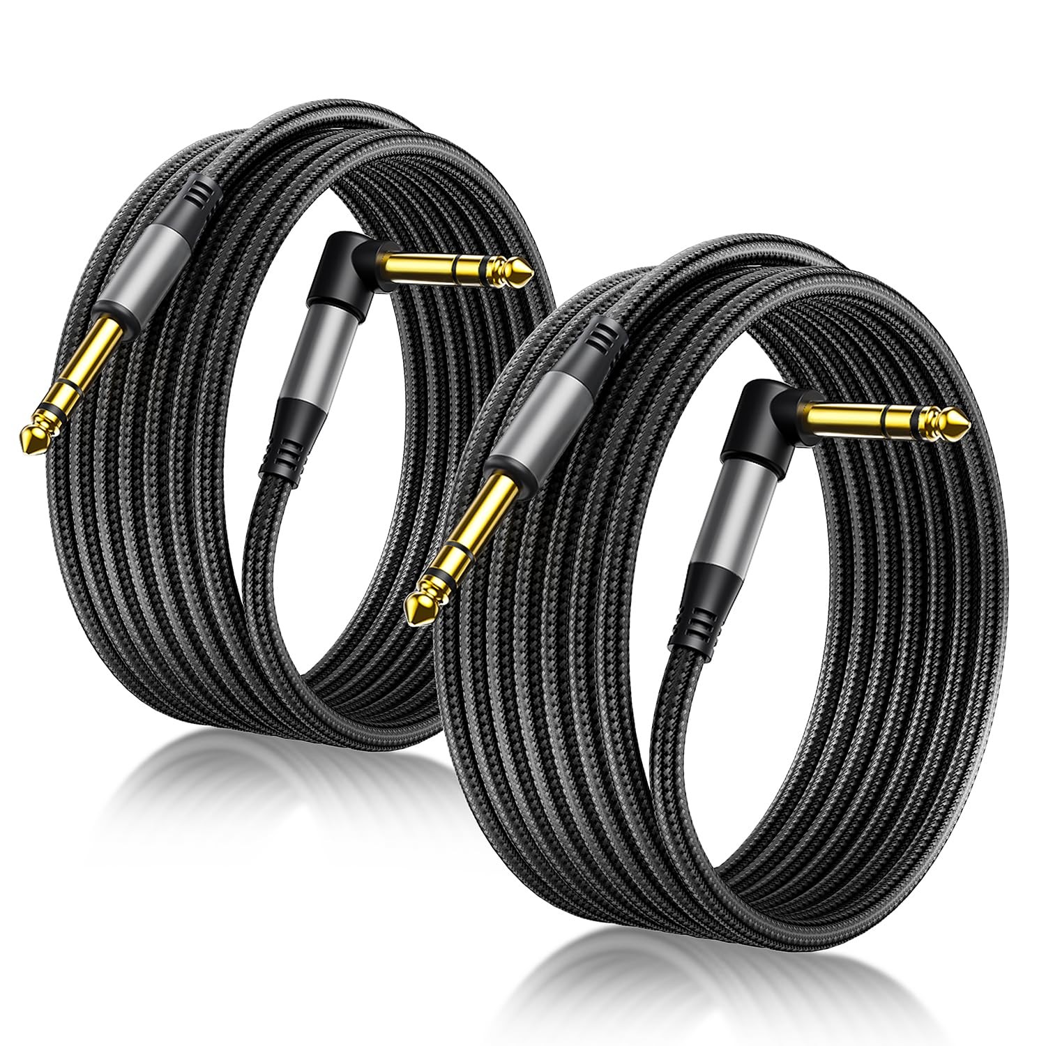 1/4 Inch TRS Instrument Cable 10FT 2-Pack, Premium TRS Cable-Noise Free