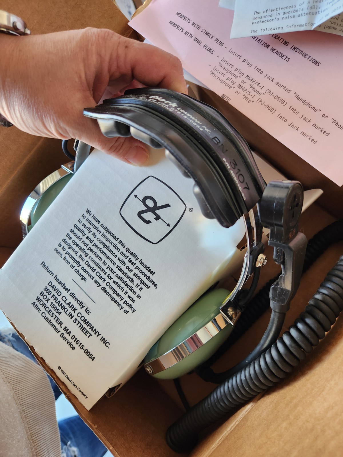 David Clark Vintage Communication Headset W/ Boom Mounted Mic, 1993