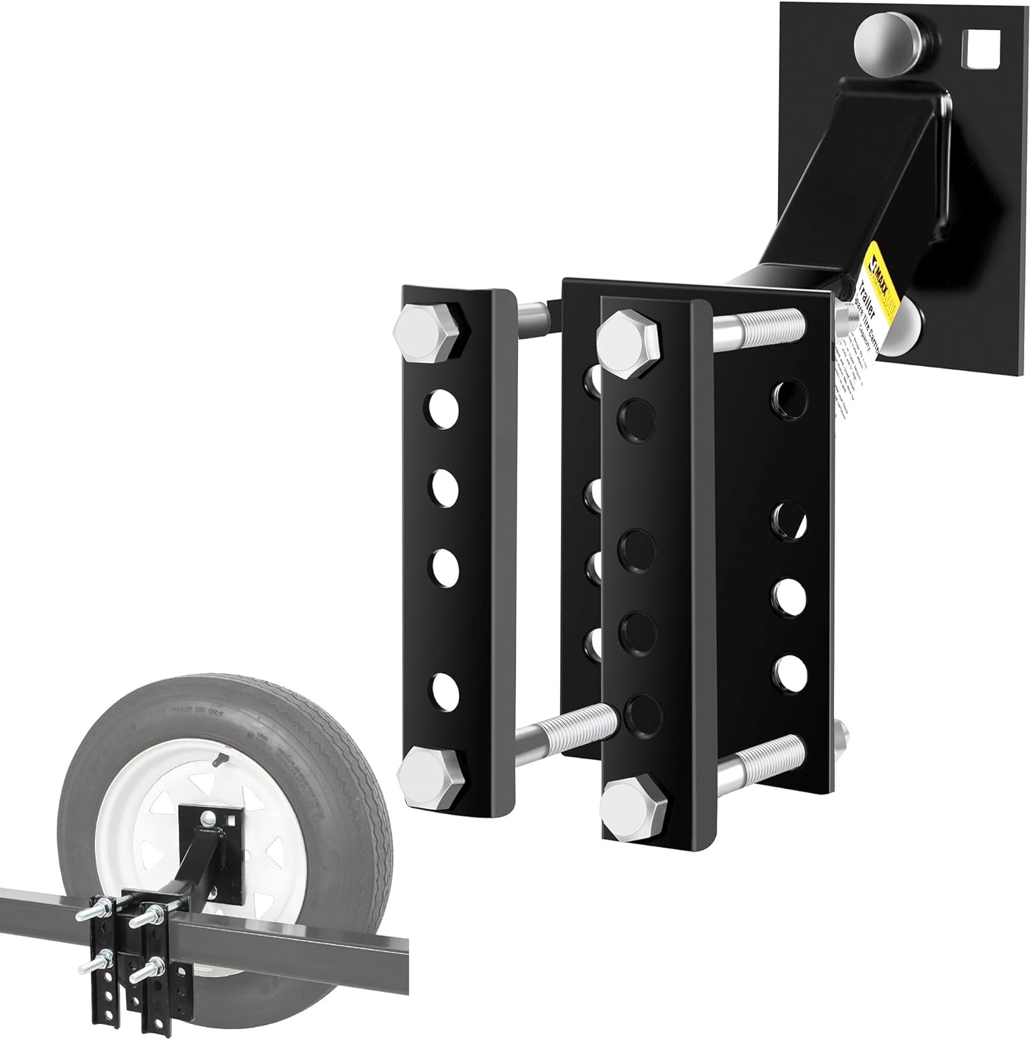 70214 Powder Coat Black Trailer Spare Tire Carrier For 10 inch and 12 inch Utili