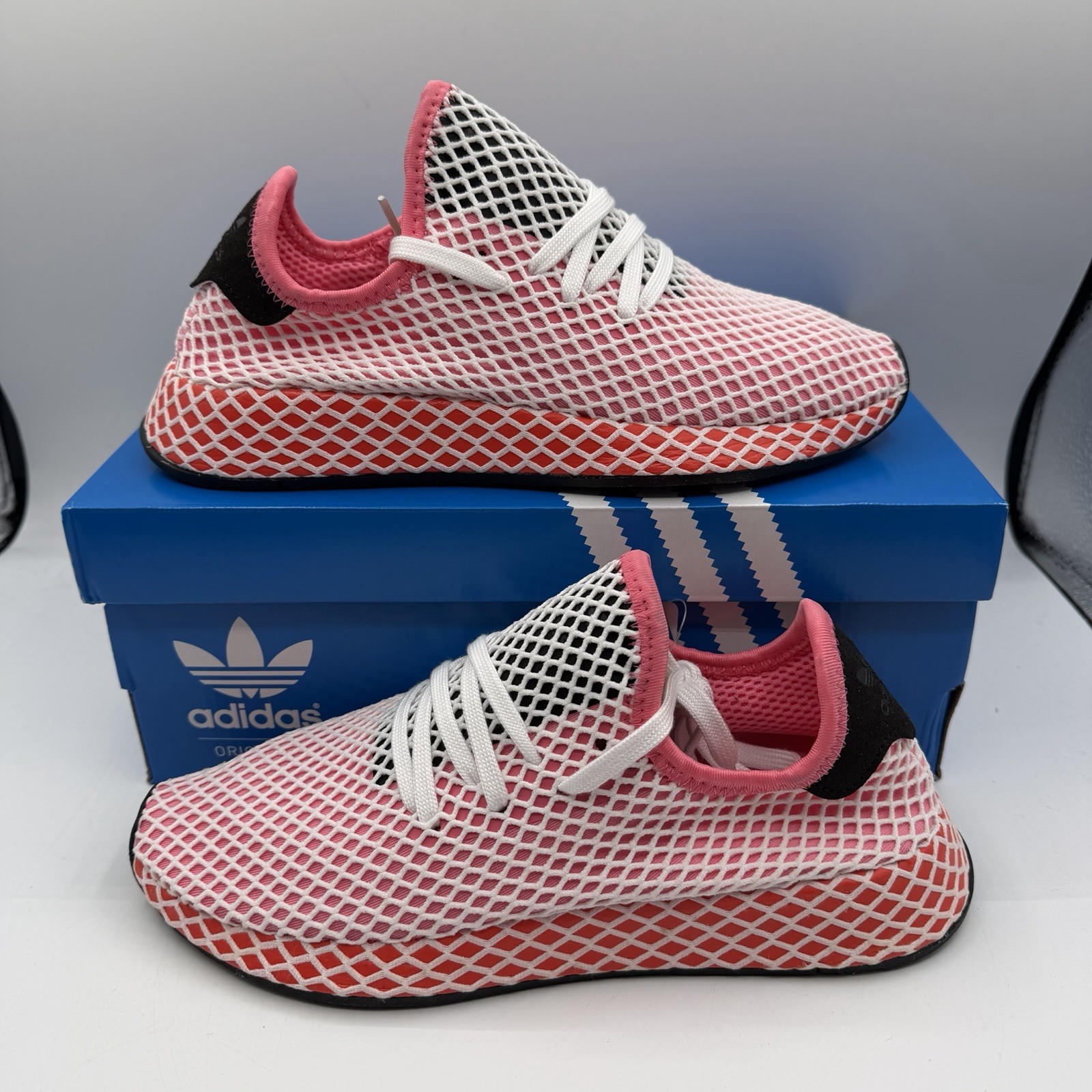 Adidas Deerupt Runner Running Shoes Womens 6.5 Chalk Pink/Orange Sneakers CQ2910
