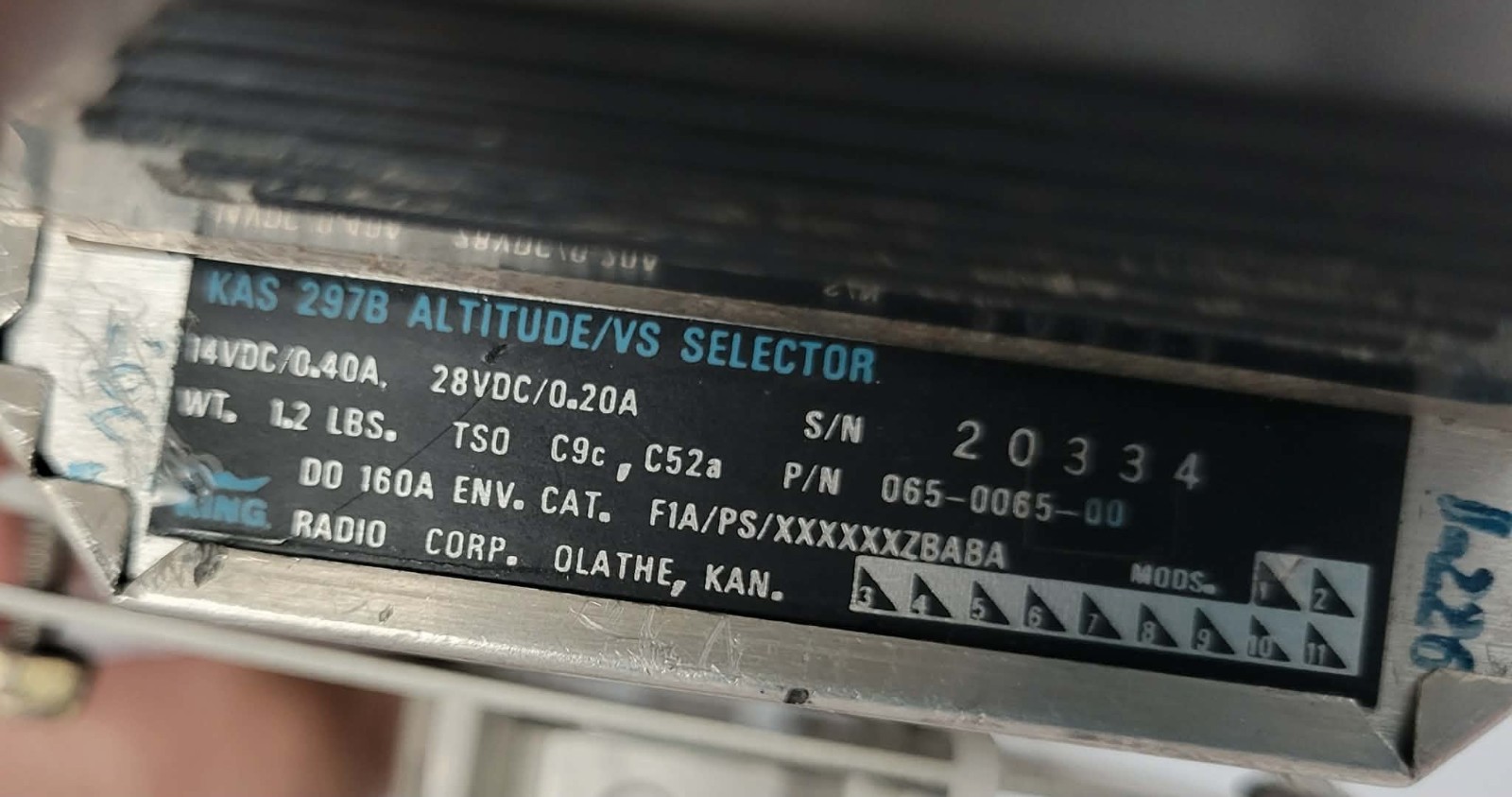 Bendix King KAS 297B Altitude/VS Selector/ w Serviceable tag