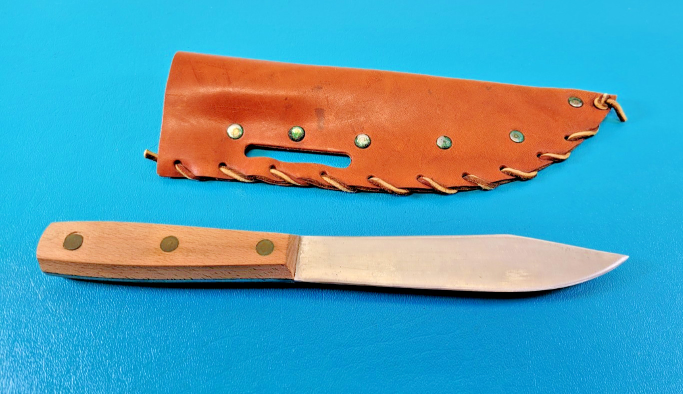 Skinning Knife Bowie Hunter 6" Fixed Blade + Leather Sheath TR702