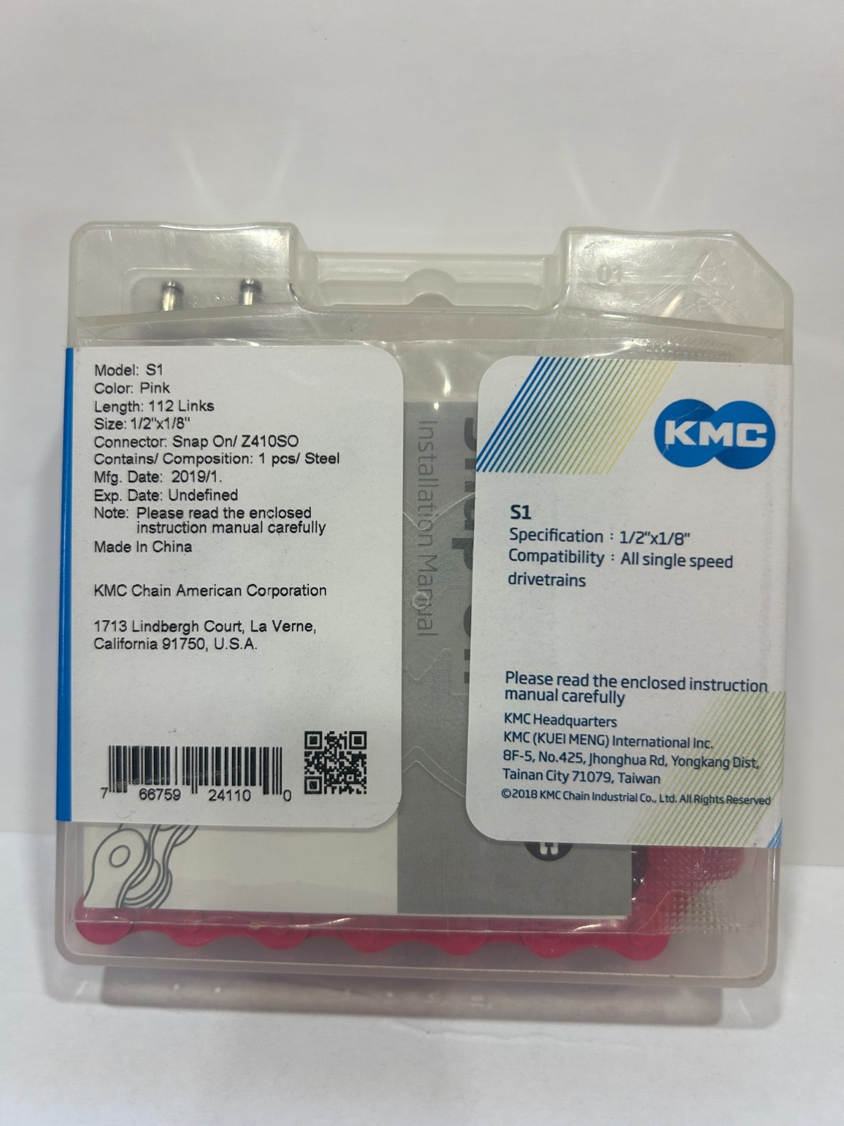 KMC S-1 Single Speed Bicycle Chain