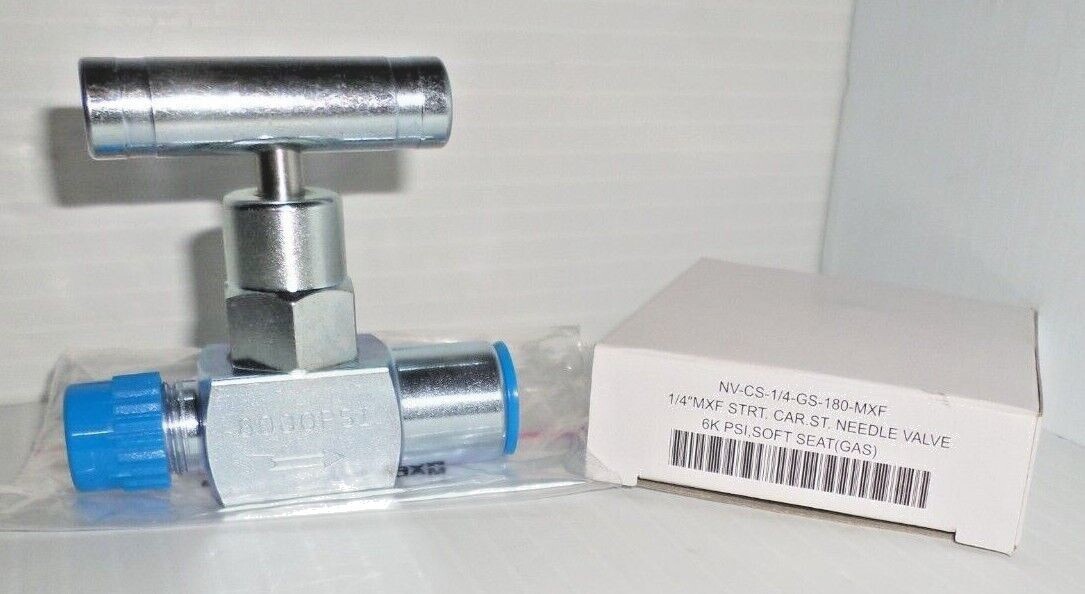 ⭐NEW IN BOX⭐ PIC Gauge NV-CS-1/4-GS-180-MXF Carbon Steel Straight Needle Valve