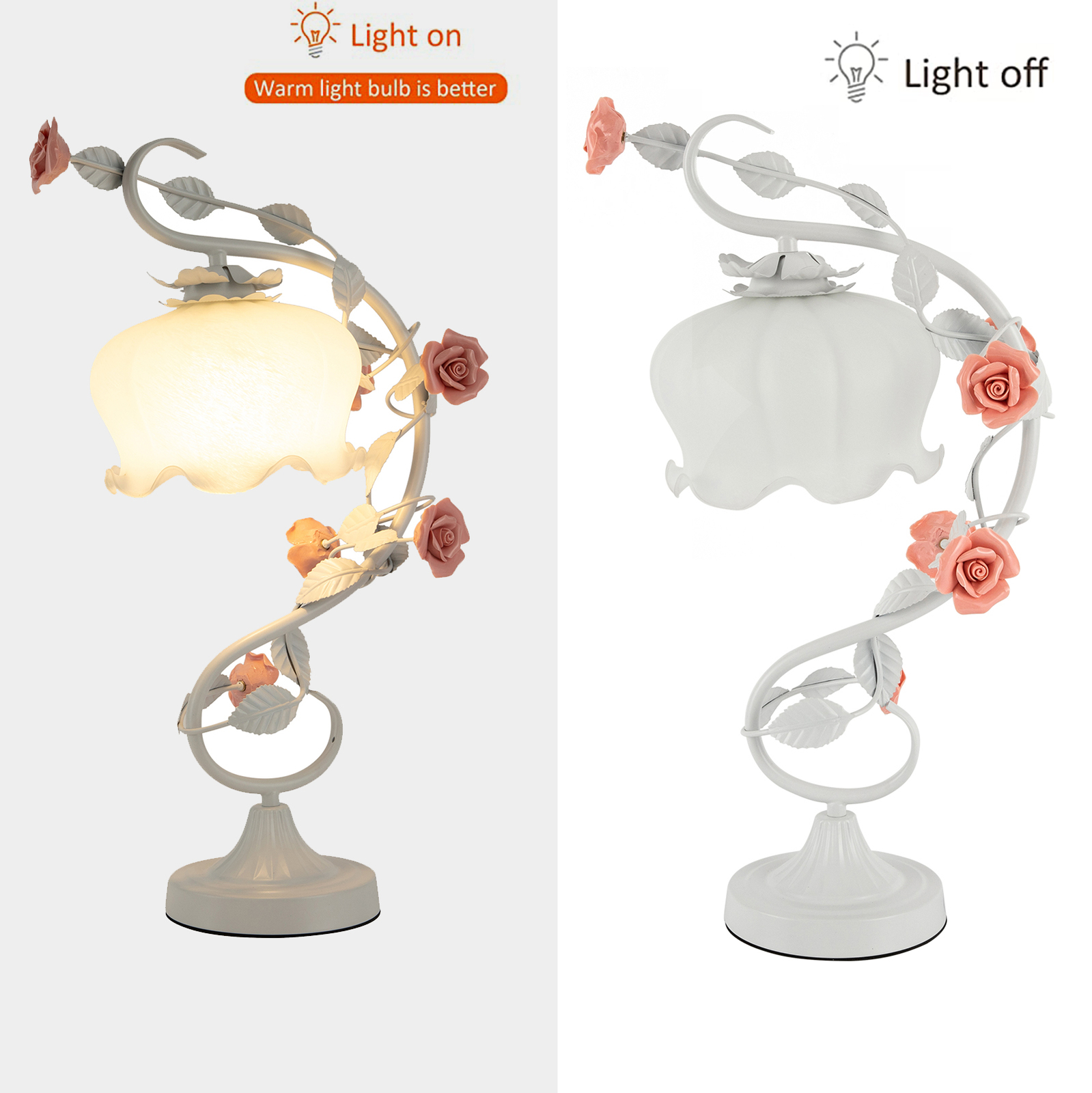 Flower Table Lamp Lily Shaped Glass Green Bedside Desk Light Gorgeous Ornament