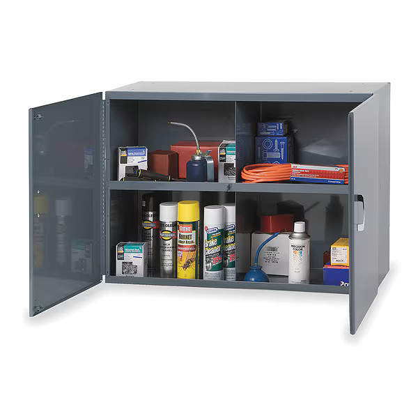 Shelving Storage Cabinet, 23-7/8 in H, 33-3/4 in W, 12-1/2 in D, Swing, Padlock