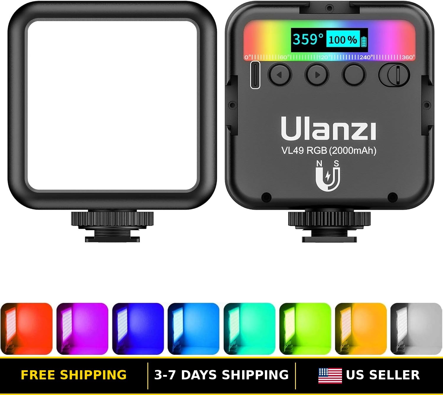 360° Portable RGB LED Video Light for Photography and Vlogging