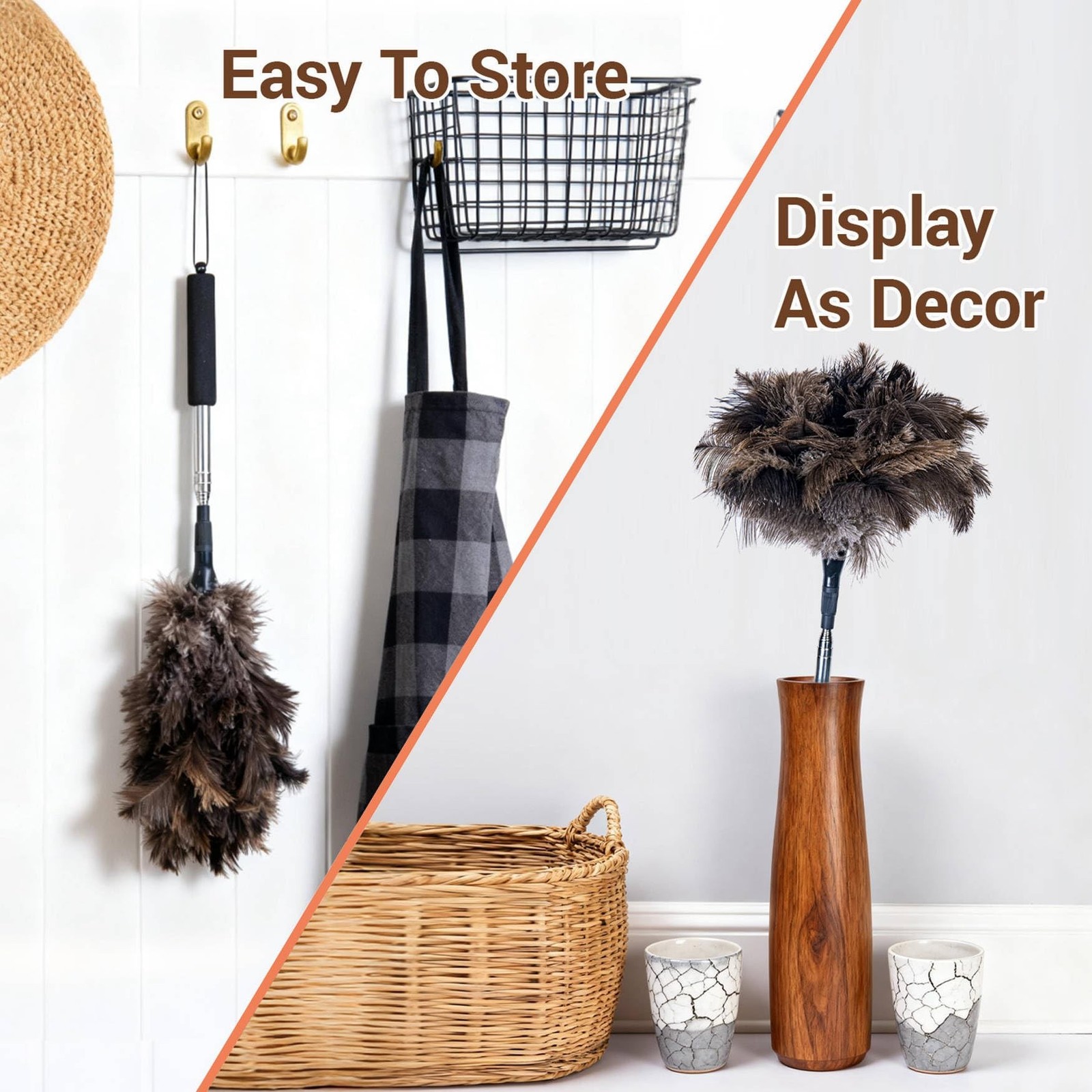 Feather Duster for Electronics Fragile Items, Soft Ostrich Feathers Dusting T...