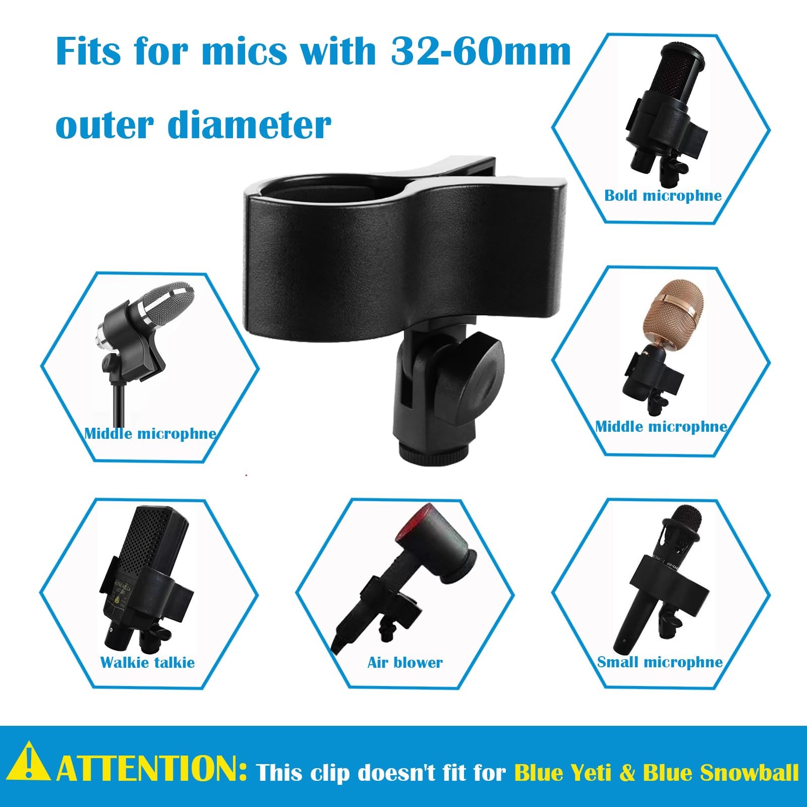 Large Microphone Clip, Heavy-Duty Universal Microphone Clamp with Adjustable .