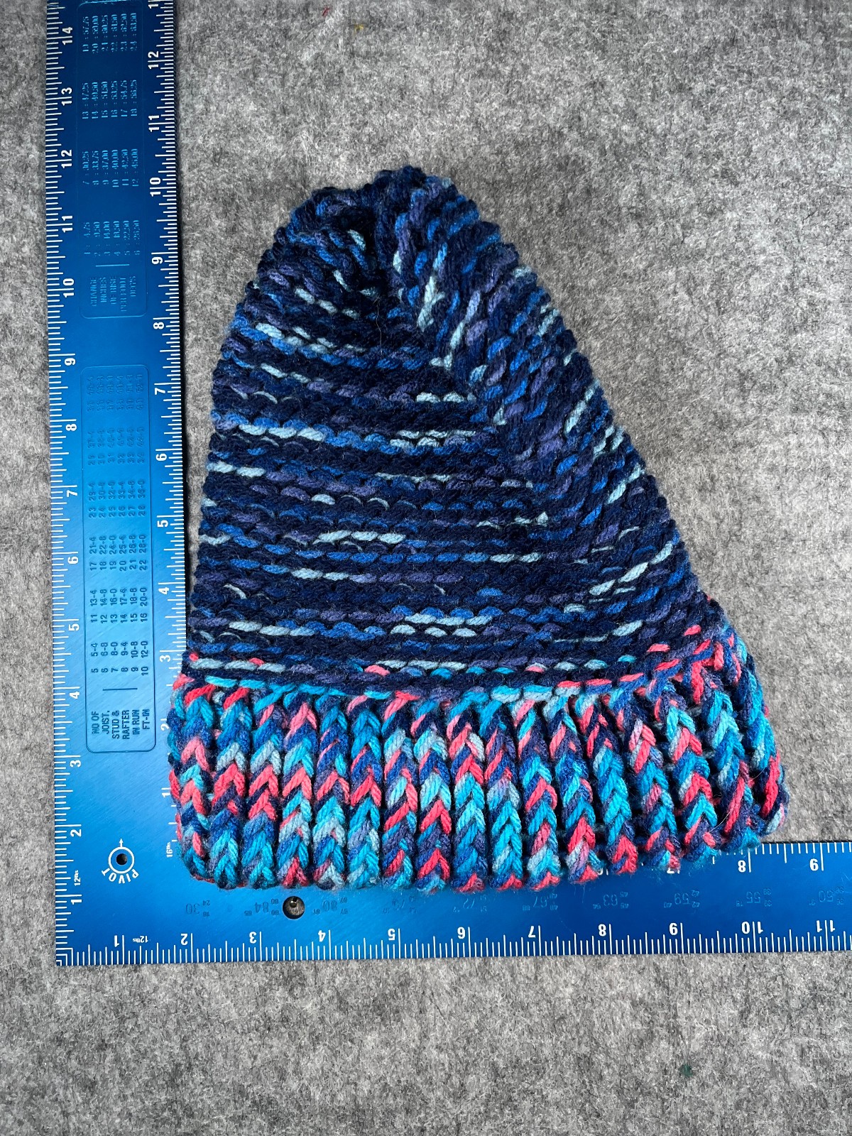 Handmade Beanie Toque Adult One Size Blue Pink Knit Crochet Acrylic Ski