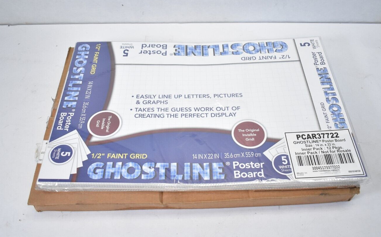 Ghostline Poster Board White 14" x 22" 5 Sheets/Pack 24 Total Pack PCAR37722