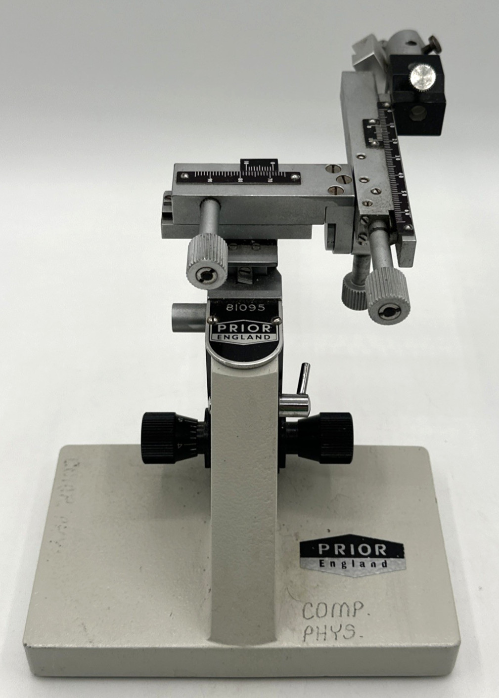 Prior England Microscope 81095 X-Y Dual-Mechanical Attachment w/Stand GUC