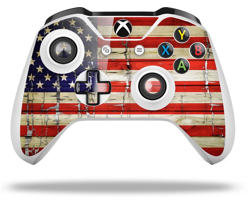 Skin for XBOX One S X Controller Painted Faded Cracked USA American Flag Vinyl