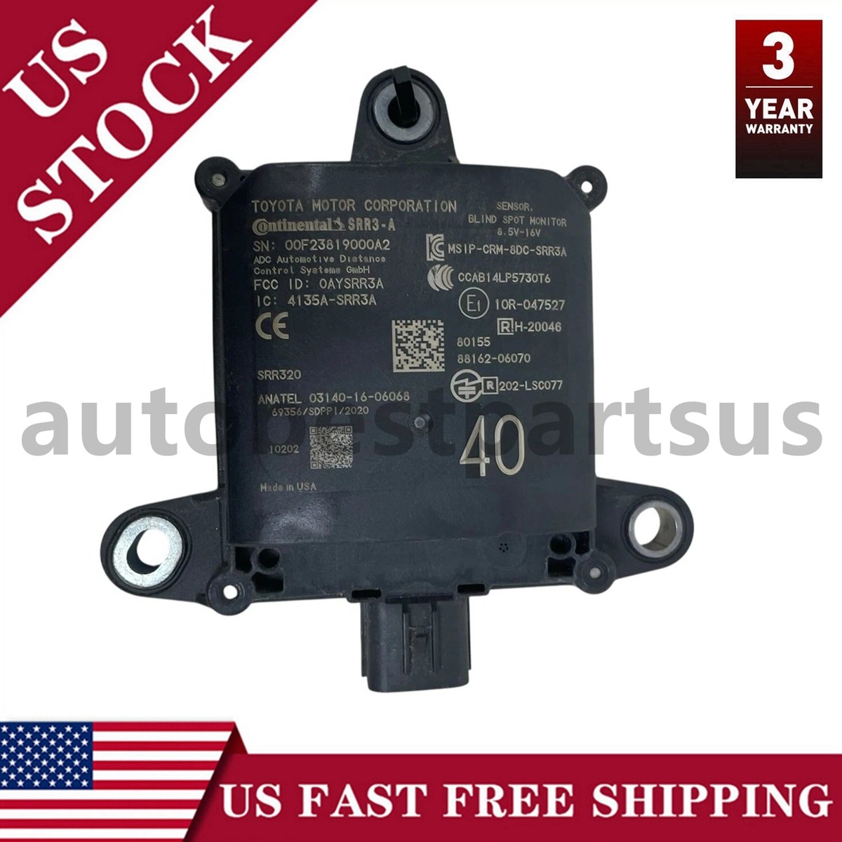2022 TOYOTA COROLLA REAR BLIND SPOT RADAR SENSOR LEFT HAND OEM 88162-02070