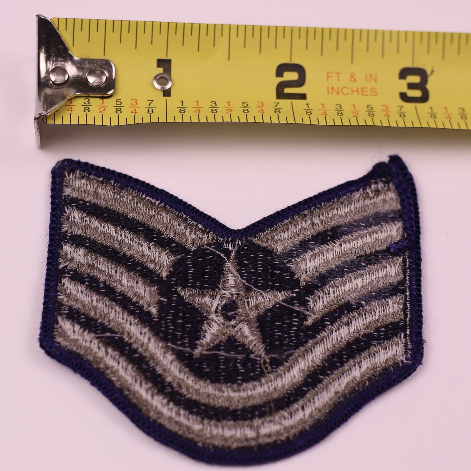 U.S. Military USAF Technical Sergeant Rank Insignia Patch E6 Blue Grey 3” Merrow