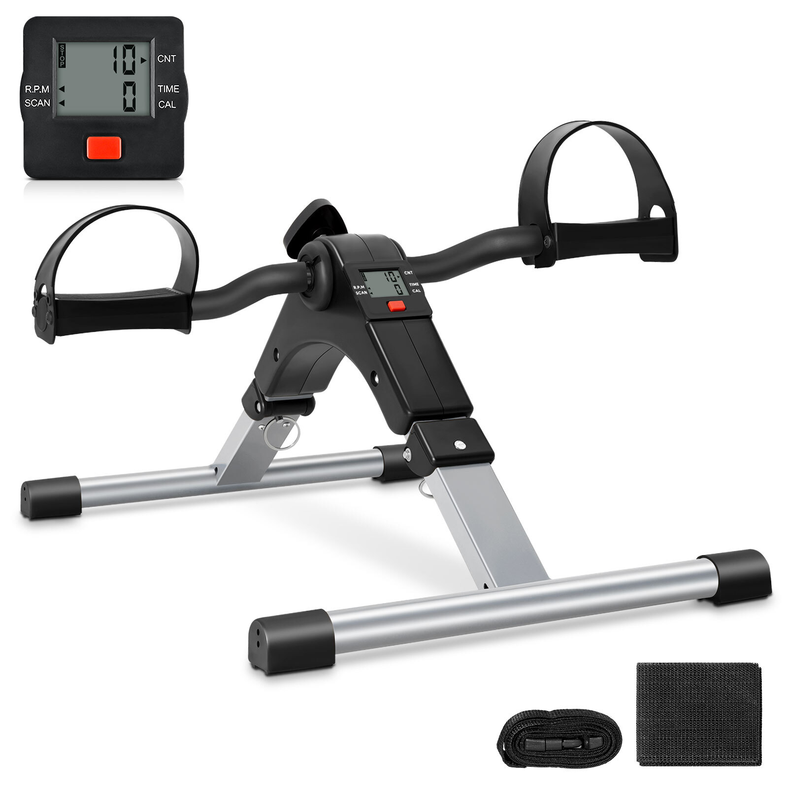 Foldable Mini Exercise Bike Under Desk Stationary Arm & Leg Foot Pedal Exerciser