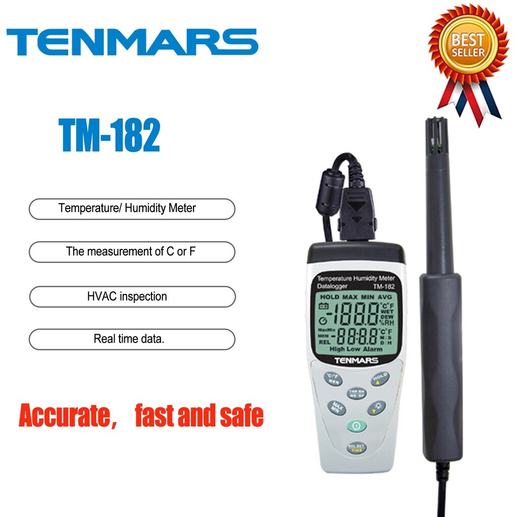 TENMARS TM-182 Temperature & Humidity Meter with Datalogging Function New