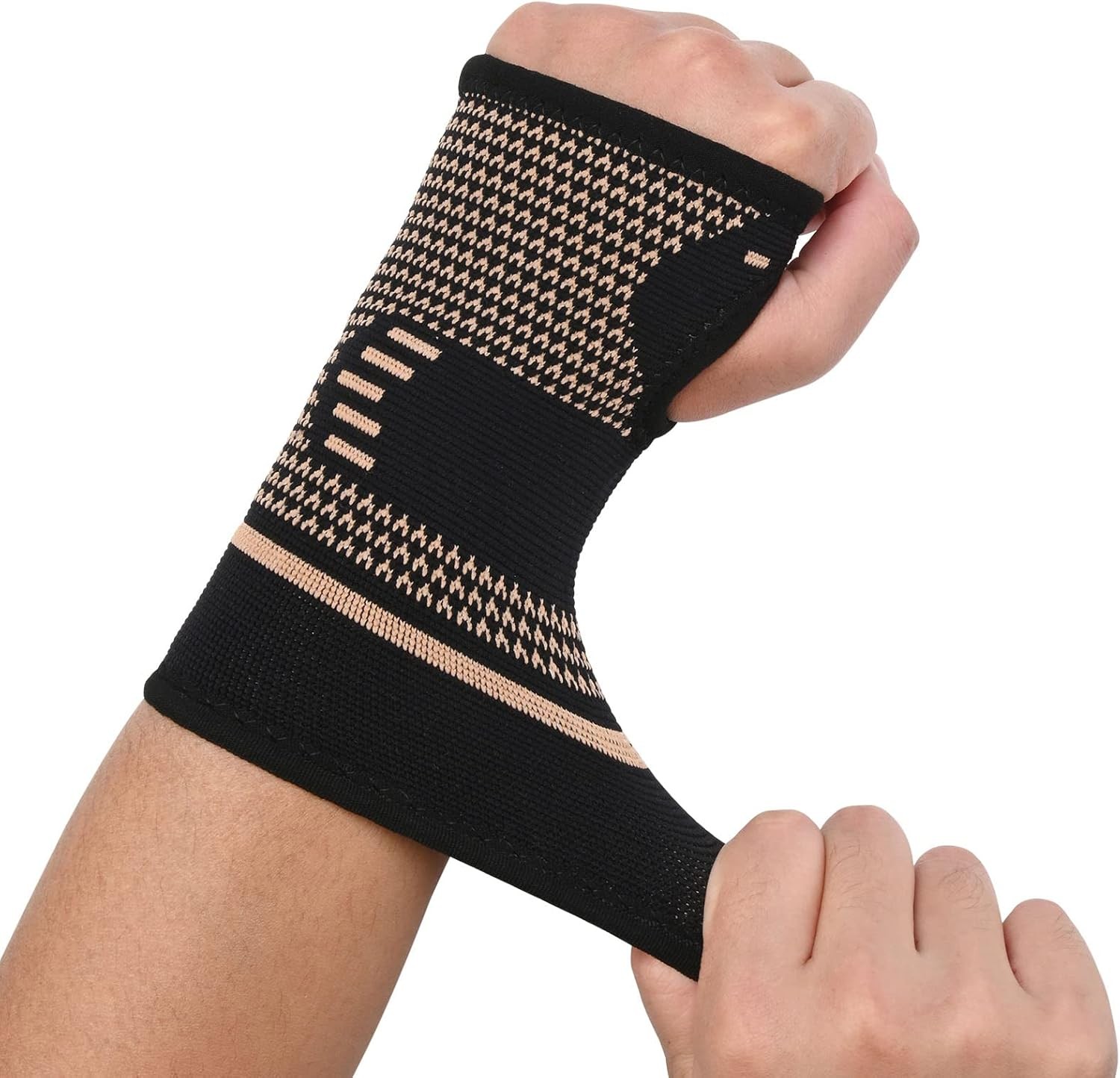 2pcs Copper Wrist Compression Sleeve Comfortable Hand Brace Support for Arthriti