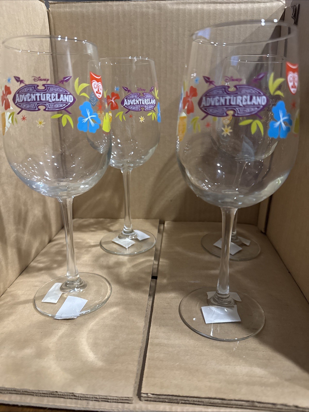 Rare Disney Enchanted Tiki Room Wine Glass Cup Set Of 4