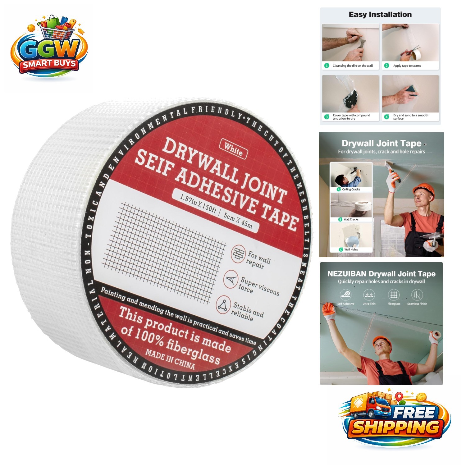 1.97 in x 150 Ft Fiberglass Mesh Tape for Drywall Repair & Seam Reinforcement
